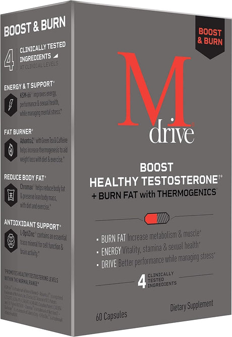 Mdrive Boost & Burn for Men Start Everyday Nutrition & Protein Powder - Natural Energy, Strength, Stress Relief, Lean Muscle, Digestion, Immune Health, Nitric Oxide and Recovery