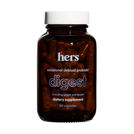 Hers Digest Debloat Probiotic Supplement for Women, Digestion Support, 60 Count