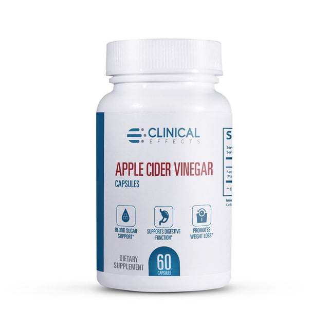 Clinical Effects Apple Cider Vinegar Capsules - 1300Mg Pure Apple Cider Vinegar for Weight Management, Cardiovascular Health, and Energy Support - 60 Veggie ACV Pills - Made in the USA