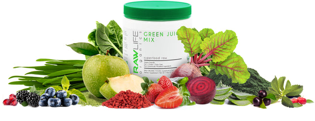 Raw Life Organics Green Juice Mix - 30 Servings - Immune Support Juice - Probiotics - Gut Health Vitamins