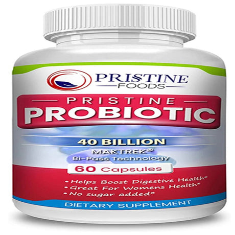 Pristine Probiotic Supplement 40 Billion CFU - High Potency Probiotics for Women - Support Healthy Digestive System - 60 Capsules