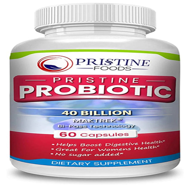 Pristine Probiotic Supplement 40 Billion CFU - High Potency Probiotics for Women - Support Healthy Digestive System - 60 Capsules