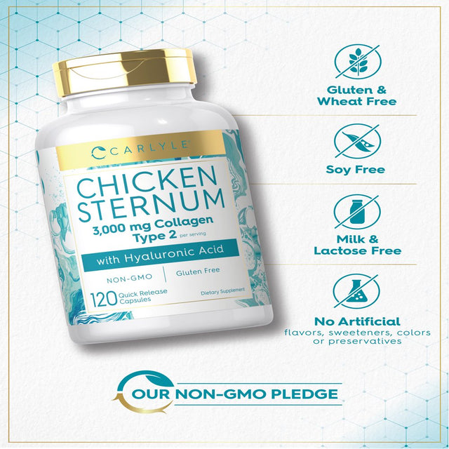 Chicken Sternum Cartilage Collagen | Type II 3000Mg | 120 Capsules | by Carlyle