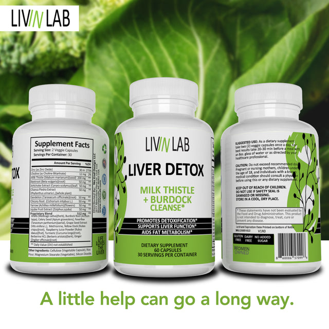 Livin Lab Liver Detox | Herbal Detox| Liver Cleanse Supplements, Improve Brain, Blood | Made in the USA