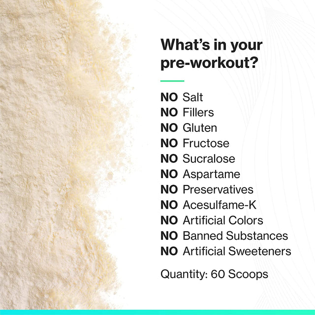 Purepump - All-Natural Clean Preworkout Powder, Boost Energy, Focus, NO Pumps, Endurance, Keto, Vegan, Non-Gmo, Third-Party Tested, Citrulline, Beta Alanine, Lemon Flavor (30 Servings)