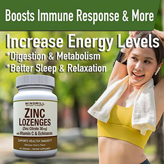 Windmill Health Products Zinc Lozenges with Echinacea and Vitamin C 60 Lozenges, 60 Count