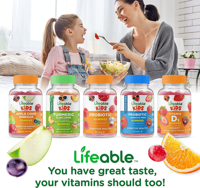 Lifeable Sugar Free Prebiotics Fiber for Kids - 4G - Great Tasting Natural Flavored Gummy Supplement - Keto Friendly - Gluten Free, Vegetarian, GMO Free - for Gut and Digestive Health - 90 Gummies