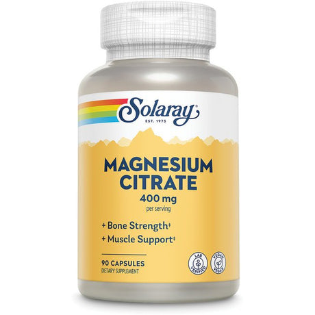 Solaray Magnesium Citrate, Veg Cap (Btl-Plastic) 400Mg 90Ct