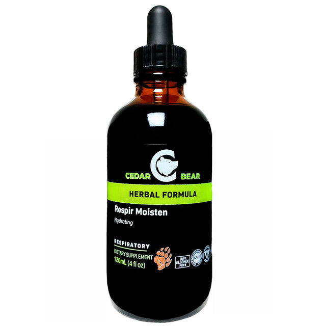 Cedar Bear Respir Moisten - Liquid Herbal Supplement That Soothes & Hydrates Dry, Irritated Respiratory Tissues 4 Fl Oz