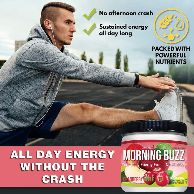 Energy Powder Drink - Energy Boost Drink Mix - Sugar-Free Energy with Antioxidants - Morning Kickstart and Sports Nutrition Endurance Product - 30 Servings, Cranberry Apple, 8 Ounces