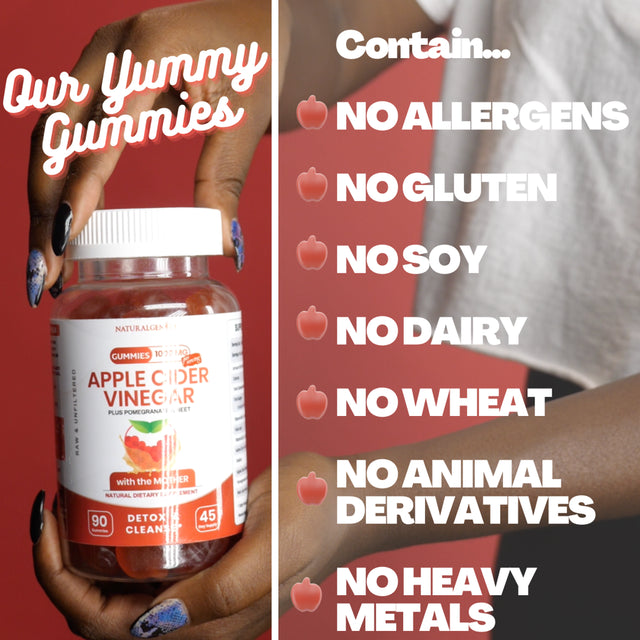 Natural Genius Vegan Apple Cider Vinegar Gummy Vitamins - 2X ACV with the Mother for Detox, Weight Loss 90 Ct