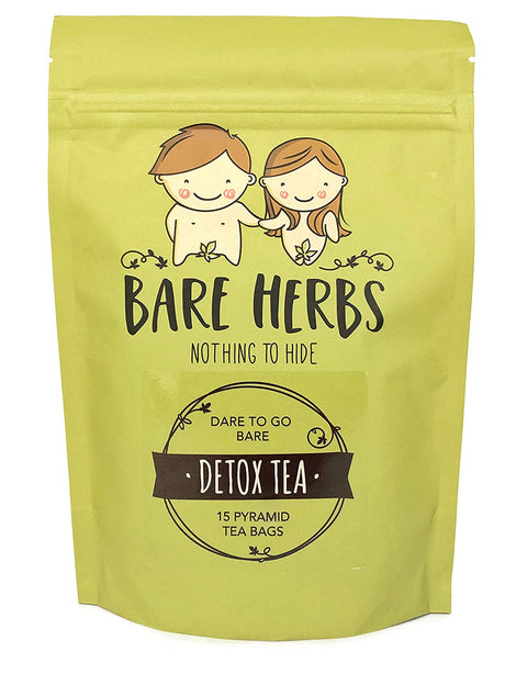 Bare Herbs Detox Tea, Herbal Cleanse – Green Tea, Oolong, Dandelion, Ginger, Goji Berries, Jasmine, Lemongrass, Mate, Garcinia Cambogia, Lotus (15 Pyramid Tea Bags)