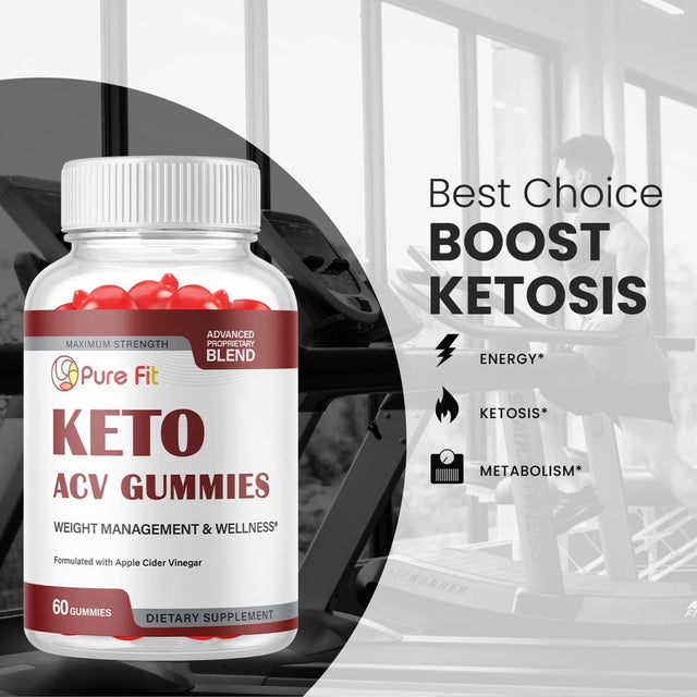 (1 Pack) Pure Fit Keto ACV Gummies - Supplement for Weight Loss - Energy & Focus Boosting Dietary Supplements for Weight Management & Metabolism - Fat Burn - 60 Gummies