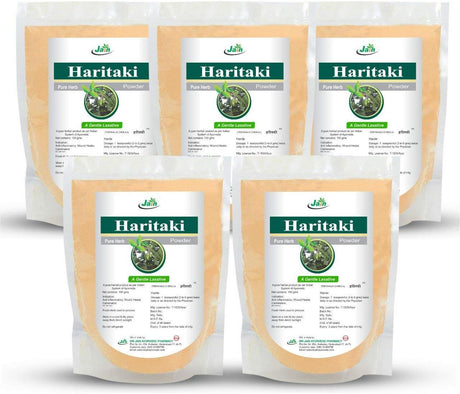 Jain'S Pure Haritaki/Harade (Terminalia Chebula) Powder 100 Gram (Pack of 5) - Indian Ayurveda'S Pure Natural Herbal Supplement Powder