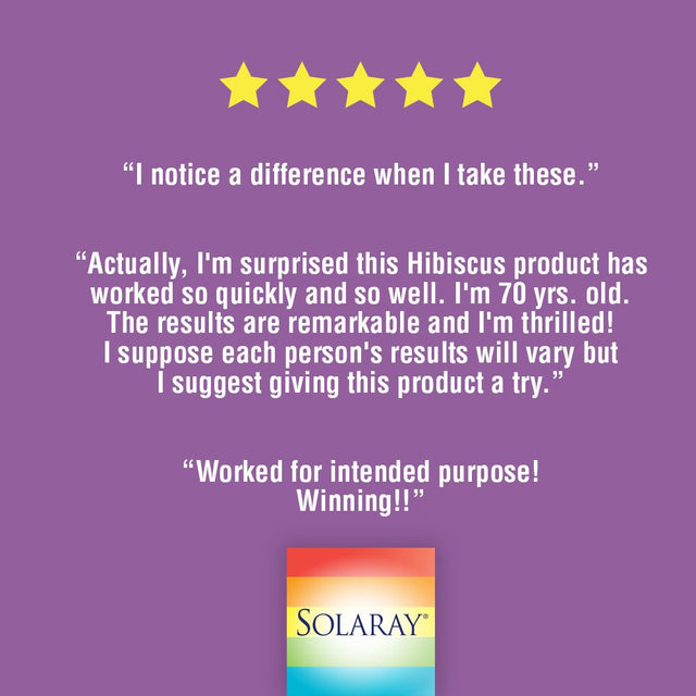 Solaray Hibiscus Flower Extract Capsules | Healthy Cardiovascular Function Support | Non-Gmo, Vegan | 60 Vegcaps