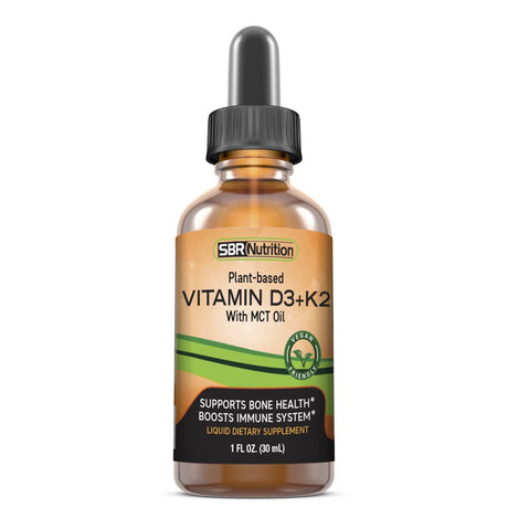 Vegan Vitamin D3 + K2 (MK-7) Sublingual Liquid Drops with MCT Oil | Helps Support Strong Bones and Healthy Heart, Boost Immune System