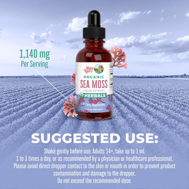 Maryruth'S | USDA Organic Sea Moss Liquid Drops | Herbal Supplement | Gut Health and Immune Support | Vegan, Non-Gmo | 1 Fl Oz / 30 Ml