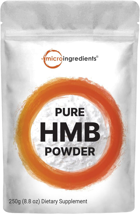 Micro Ingredients Pure HMB Powder, 250 Grams, Powerfully Supports Muscle Stamina, Endurance and Strength, No Gmos and Vegan Friendly