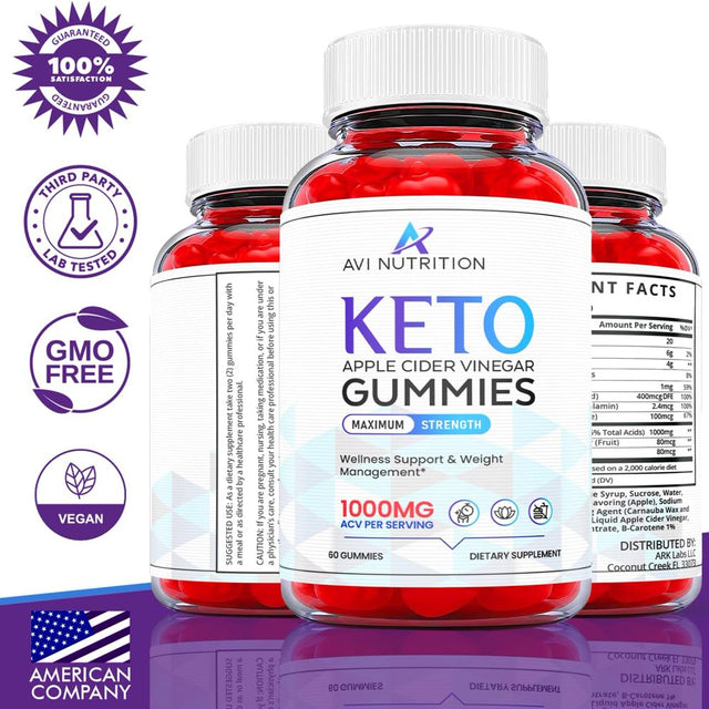 (1 Pack) AVI Nutrition Keto ACV Gummies - Apple Cider Vinegar Supplement for Weight Loss - Energy & Focus Boosting Dietary Supplements for Weight Management & Metabolism - Fat Burn - 60 Gummies