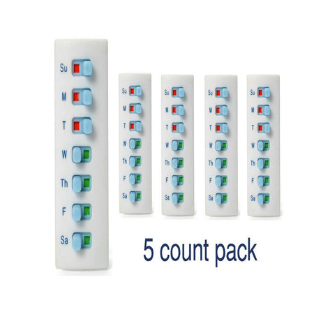 5 Pack Medication Tracker and Reminder, Take-N-Slide Reusable Pill Trackers, Attach to Your Bottle, 7 Day Tablet Reminder,Medicine,Vitamins, Adults, Pets, Pill Organizer Alternative, Multi Dose,Travel