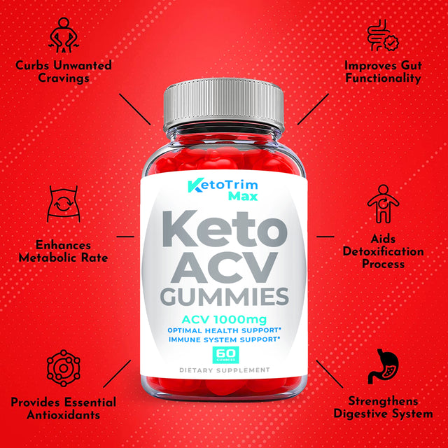 (3 Pack) Keto Trim Max Keto ACV Gummies - Supplement for Weight Loss - Energy & Focus Boosting Dietary Supplements for Weight Management & Metabolism - Fat Burn - 180 Gummies