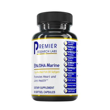 Premier Research Labs EPA/DHA Marine - Supports Heart, Joint & Cardiovascular Health - Fish Oil without Molecular Distillation - Naturally Purified with Cold Filtration - 90 Softgels Capsules