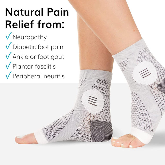 2Pair Neuropathy Socks - Peripheral Neuritis Compression Diabetic Toeless Foot Sleeves for Nerve Damage Pain in Feet, Ankle Gout, Plantar Fasciitis Relief Brace for Men and Women