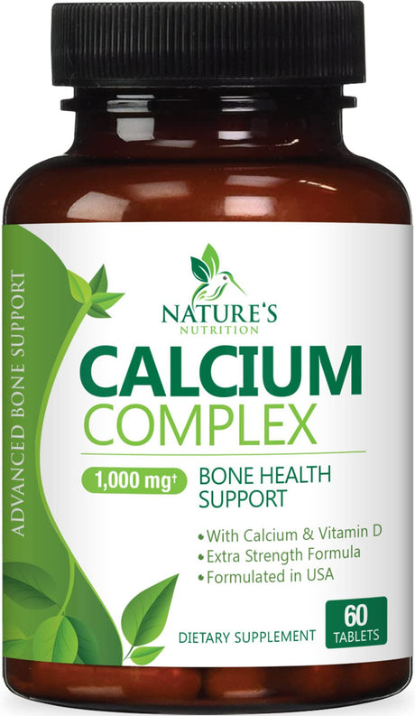 Bone Supplement with 1000 Mg Calcium, Magnesium, Boron, Zinc, Vitamin D3 and K - Dietary Supplements for Bone Strength with Calcium Citrate and MCHA - Non-Gmo, Gluten and Soy Free - 60 Capsules