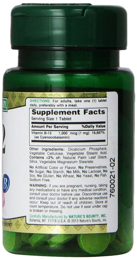 Nature'S Bounty Vitamin B-12 1000 Mcg Tablets 100 Ea