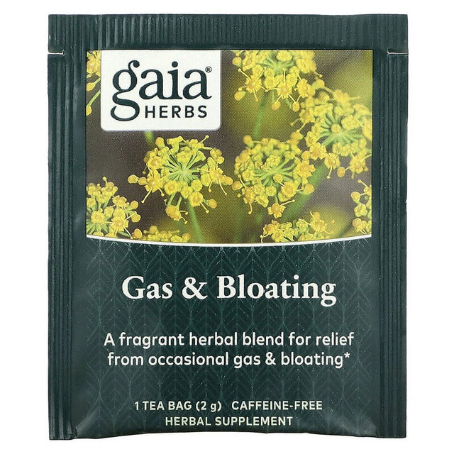 Gaia Herbs, Gas & Bloating, Herbal Tea, Caffeine-Free, 16 Tea Bags, 1.13 Oz Pack of 2