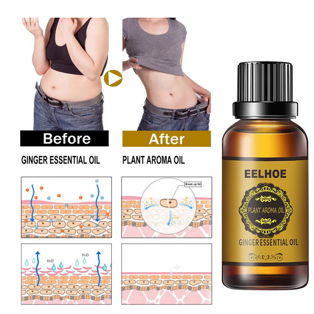 Ginger Essential Oil,Firming Slimming Massage Belly Drainage Ginger Oil,Herbal Lymphatic Drainage Plant Aroma Oil,Relieve Muscle Soreness,30Ml