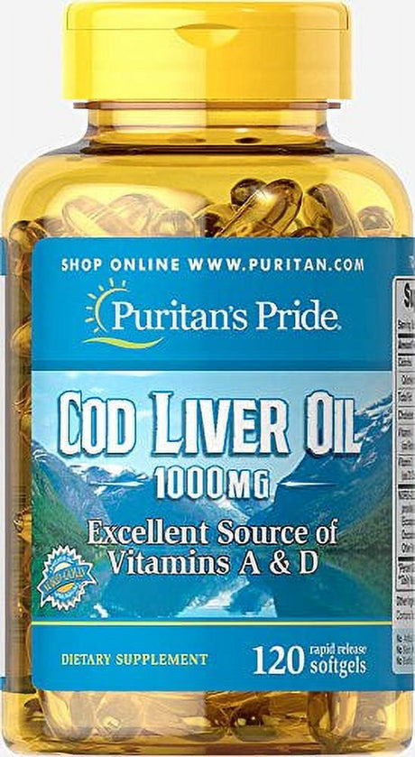 Puritans Pride Cod Liver Oil, 1000 Mg, 120 Count