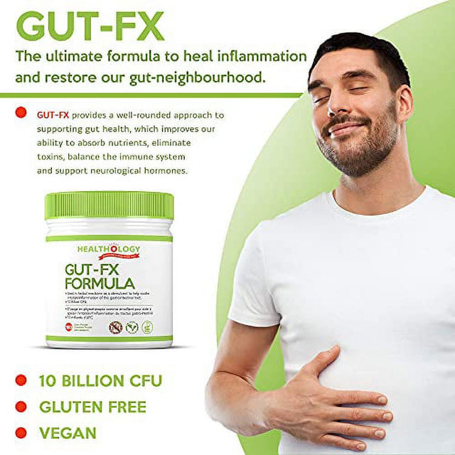 Healthology GUT-FX | Gut Supplement | Helps Repair Leaky Gut, Reduces Inflammation in the Digestive Tract & Relieves Bloating | Contains Probiotics, L-Glutamine, Marshmallow Root |