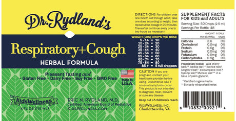 Dr. Rydland'S Liquid Herbal Formulas - Respiratory & Cough | Relieves Common Cold, Influenza, Bronchitis | 4Oz in Glass Bottle