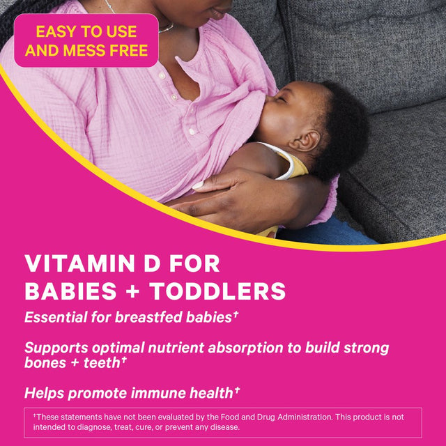 Pink Stork Baby Vitamin D3 Drops: Infant Vitamin D Drops for Baby, Liquid Vitamin, 1 Fl Oz