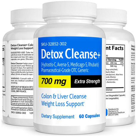 Detox Cleanse Pharmaceutical Grade OTC, Colon Cleanse, Liver Detox, 60 Ct, Vitasource