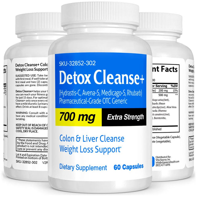 Detox Cleanse Pharmaceutical Grade OTC, Colon Cleanse, Liver Detox, 60 Ct, Vitasource