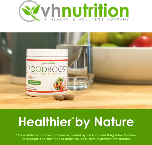 VH Nutrition | Foodboost MAX | 1300Mg Appetite Stimulant* Weight Gain Pills* for Men and Women | Formulated with Gentian, Turmuric, Fennel | 120 Capsules