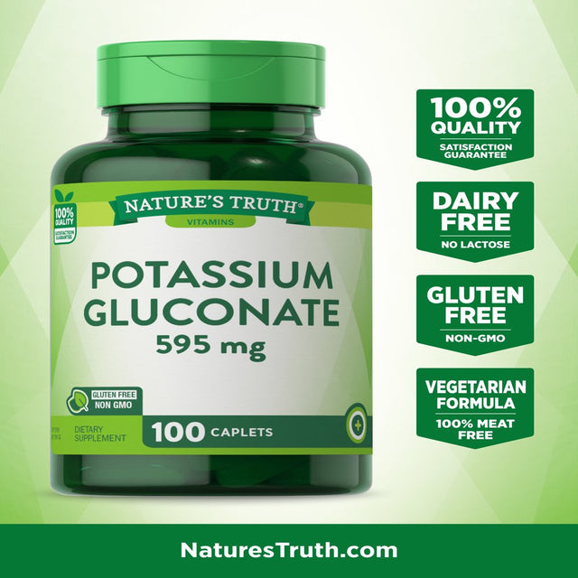 Potassium Gluconate 595Mg | 100 Capsules | Vegetarian, Non-Gmo, Gluten Free Supplement | by Nature'S Truth