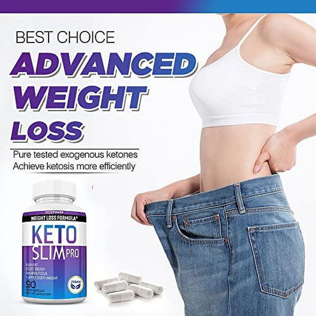 Keto Pills Weight-Loss Fat Burners - VEGEPOWER Ketogenic Diet BHB Ketosis Support Exogenous Ketones Advanced Supplement Detox Cleanse with ACV for Men Women 90 Capsules