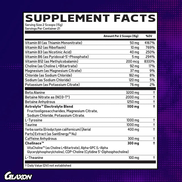 Glaxon Specimen High Stimulant Pre Workout Powder, Preworkout with 300Mg Caffeine and 3200Mg Beta Alanine per Serving for Workout-Dominating Energy, Focus, and Pump (Dark Cherry)