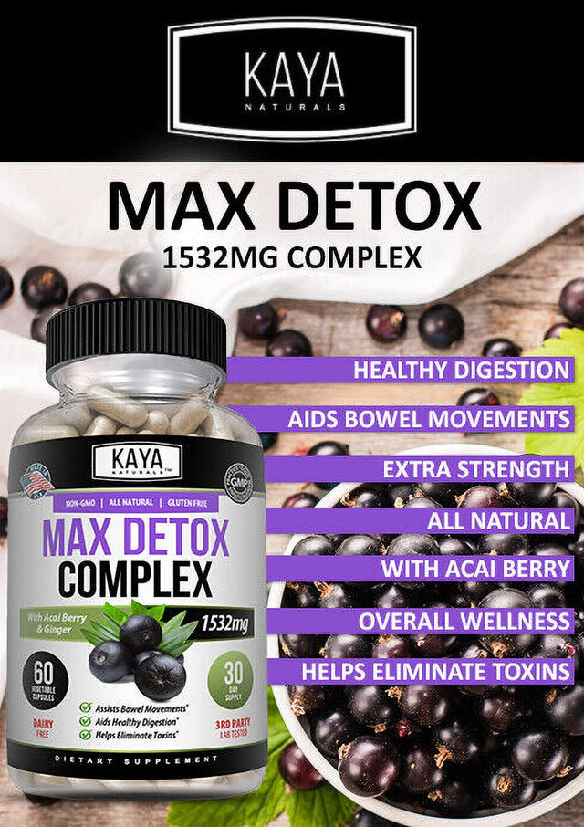 Max Detox - Colon Cleanse, Detox Toxins, Energy Boost, Weight Loss 60 Capsules