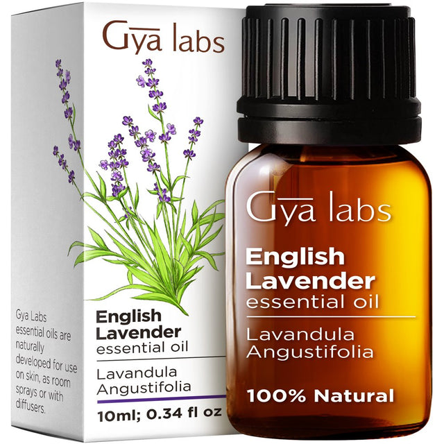 Gya Labs English Lavender Oil Essential Oil for Diffuser- Lavender Oil Essential Oils for Skin - Lavender Essential Oil for Hair (0.34 Fl Oz)