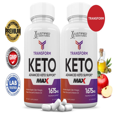 (2 Pack) Transform Keto ACV MAX Pills 1675Mg Alternative to Gummies Dietary Supplement 120 Capsules