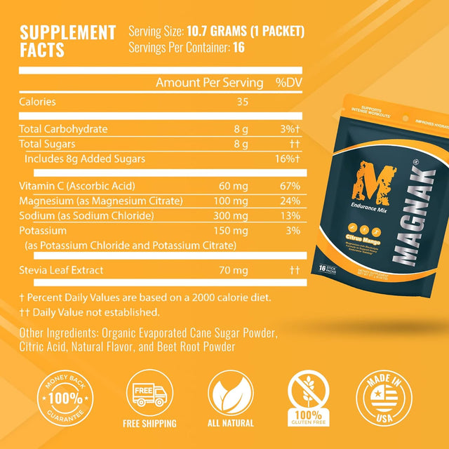 Electrolytes Powder Mix, Recovery Drink for Workouts, Sports & Training, Hydration and Energy Drink Mix W/Magnesium, Potassium, Sodium & More, Gluten Free, Citrus Mango, 16 Sticks