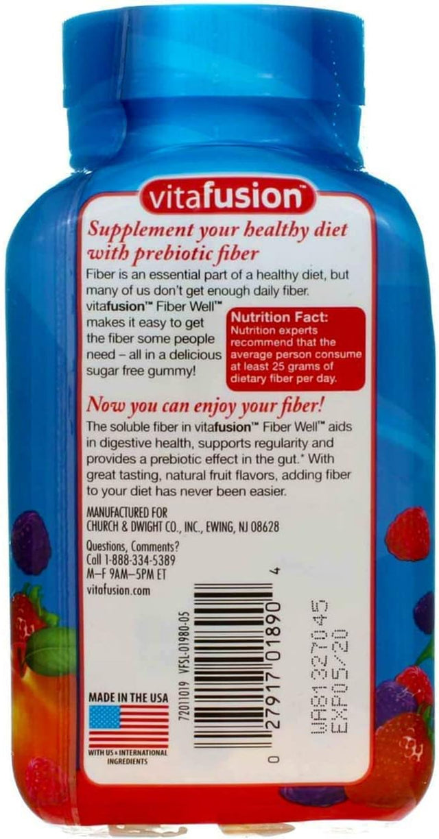 Vitafusion, Fiber Well Gummies, Fiber Supplement, Assorted Flavors - 90 Gummies, Pack of 5