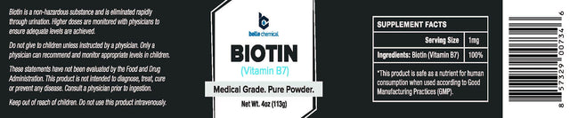 Biotin (Vitamin B7) Pure Powder 4Oz (113G) Hair, Nails, Metabolism, Cell Growth