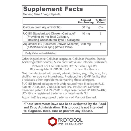 Protocol Joint-Uc - Joint and Immune Support - Collagen Type 2, Seaweed Minerals - 60 Veg Caps