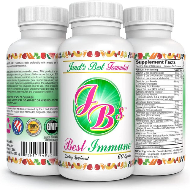 Janet'S Best Formulas, Best Immune Immune System Support - Dietary Supplement, Balanced Daily Immunity Boost Support with Vitamins & Minerals for Men and Women - 60 Capsules 30 Day Supply