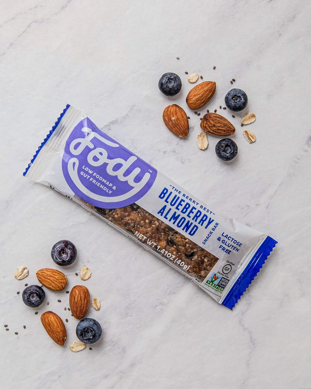 Fody Foods Vegan Protein Nut Bars | 3G Protein Snack Bar | Low FODMAP Certified | Gut Friendly IBS Friendly Snacks | Gluten Free Lactose Free Non GMO | Blueberry Almond Bars, 12 Count